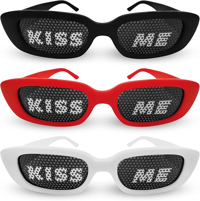 KISS ME Brille - Moderne Partybrille für Partys, Clubs, Malle, Karneval & Junggesellenabschiede