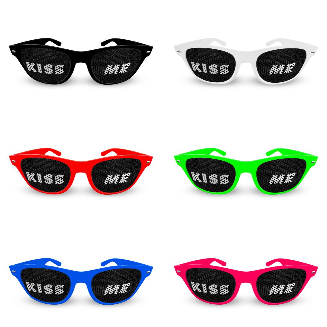 KISS ME Brille - Bunte Partybrillen für Partys, Clubs, Malle, Karneval & Junggesellenabschiede