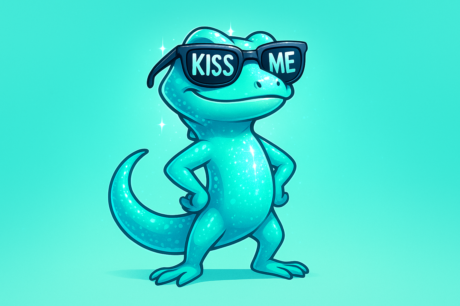 Das ist gut, lasse den Lizzard noch etwas strahlender und auffälliger erscheinen. Der Hintergrund soll auch in Aqua Light Blue sein, allerdings soll man den Lizzard weiterhin perfekt erkennen.